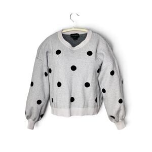 Premise Grey & Black Polka Dot Crewneck Sweater - Oversized Balloon Sleeve / L